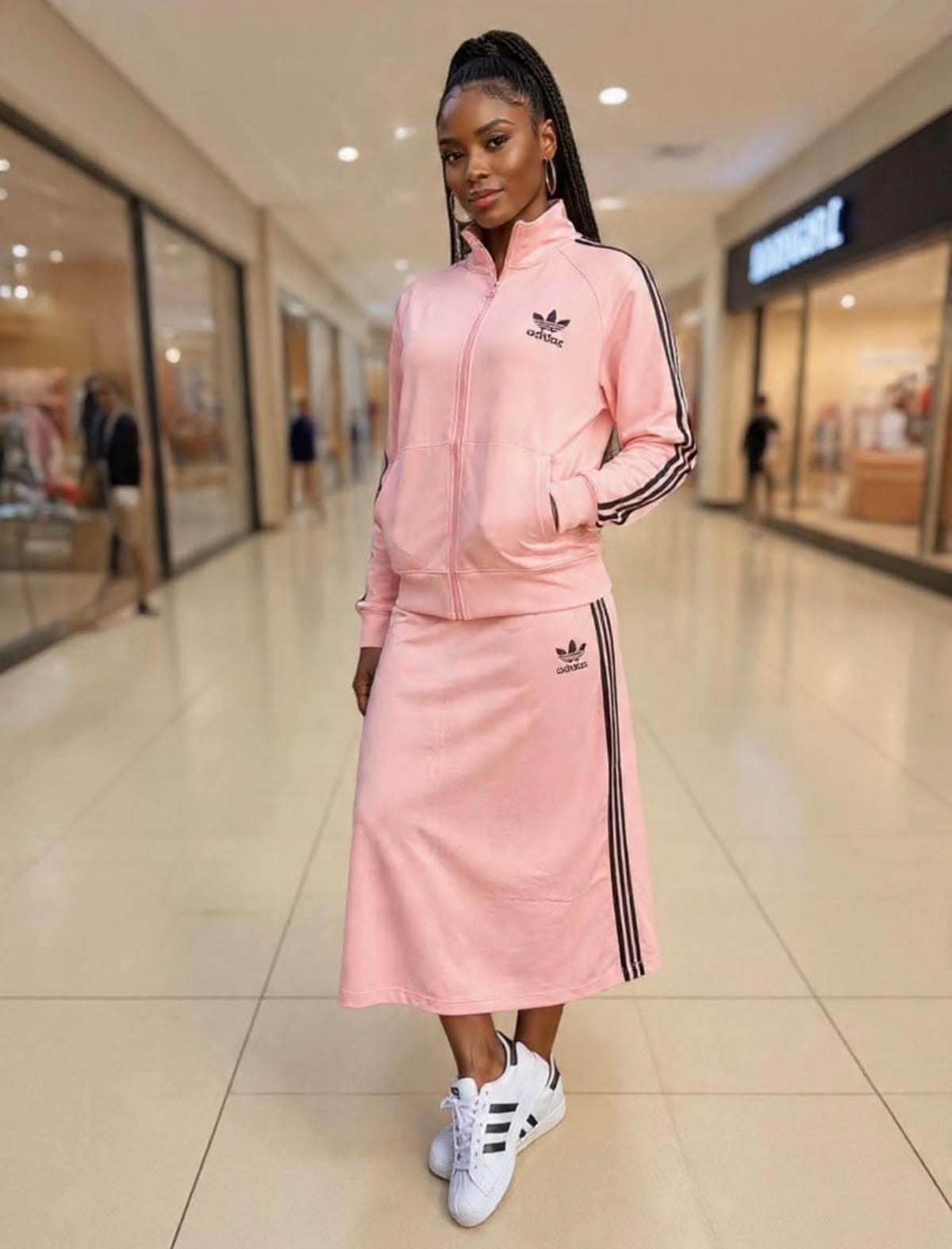 adidas Originals Women's Knitted Firebird track top and skirt set
