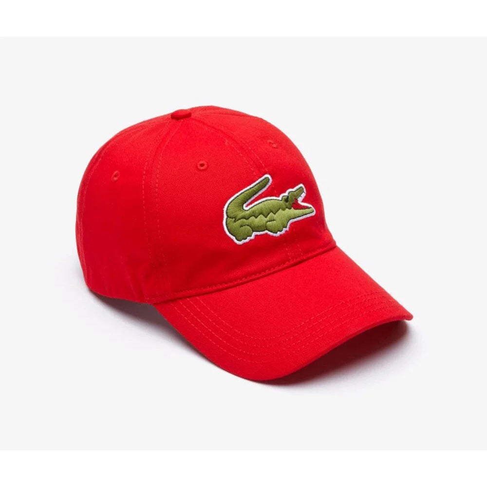 LACOSTE BIG CROCODILE ADJUSTABLE RED COTTON CAP