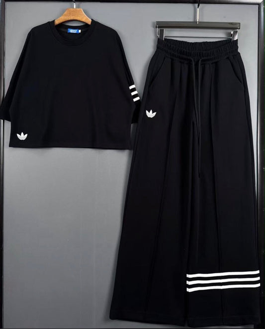 adidas Adilenium set features a wide-leg track pant