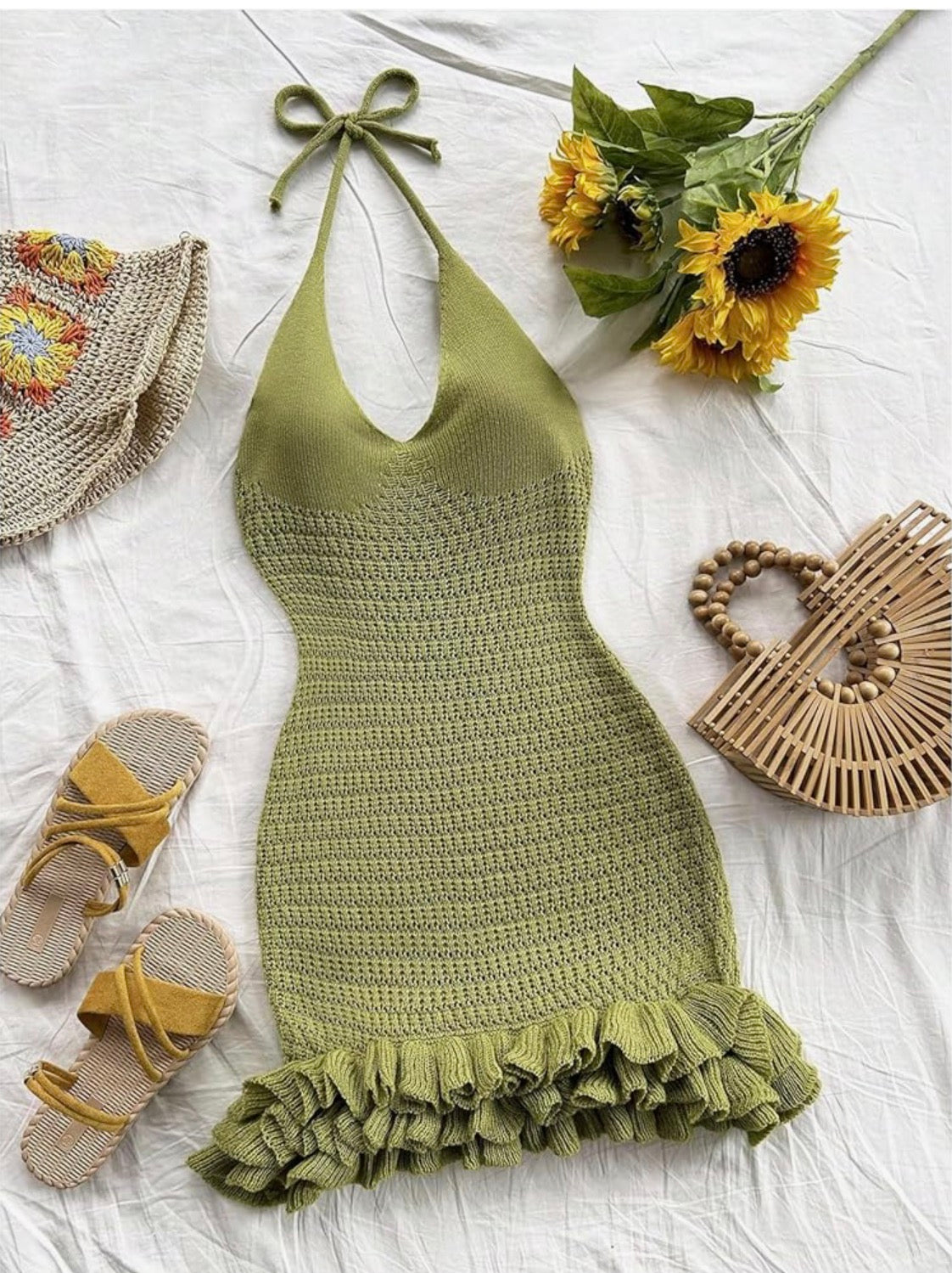 Crochet Halter Mini Dress