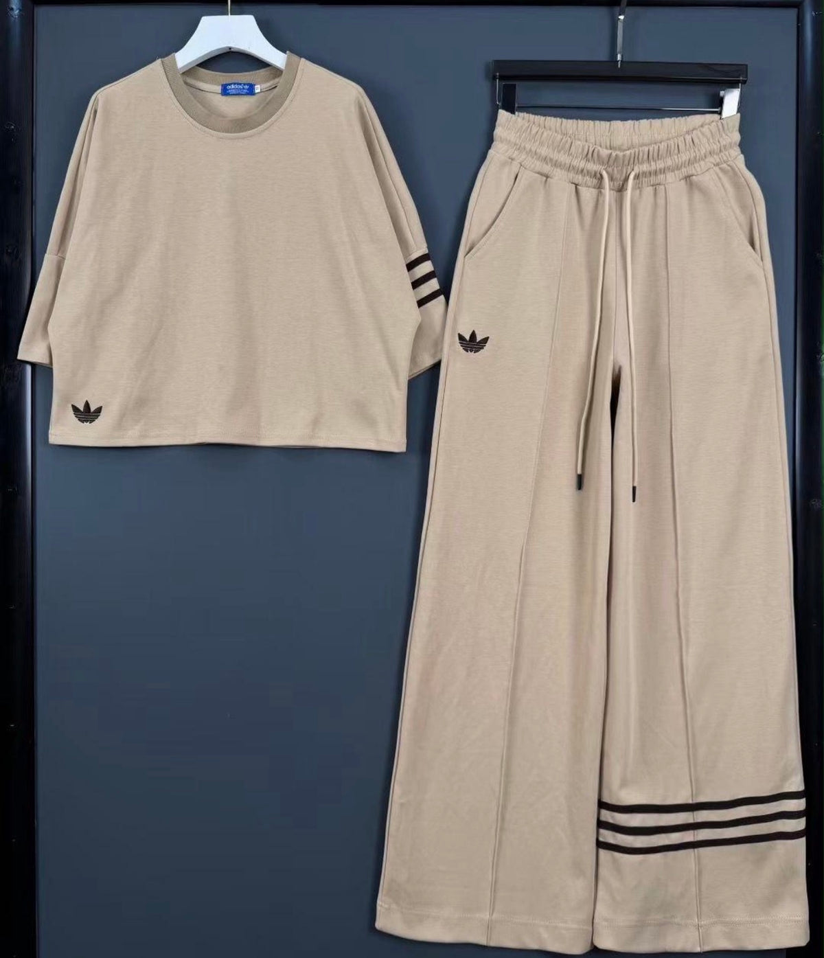 adidas Adilenium set features a wide-leg track pant