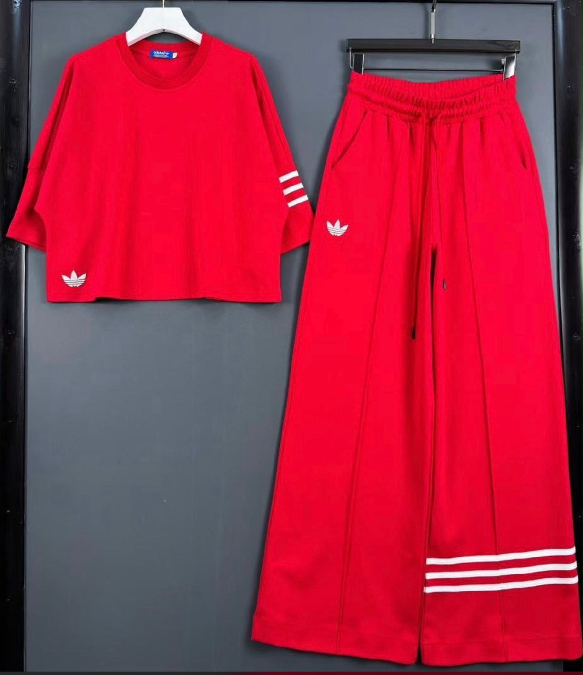 adidas Adilenium set features a wide-leg track pant