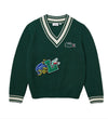 Lacoste Men's Comic Badge Striped V-Neck
Sweater