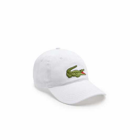 LACOSTE BIG CROCODILE ADJUSTABLE WHITE COTTON CAP