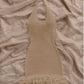 Crochet Halter Mini Dress Brown