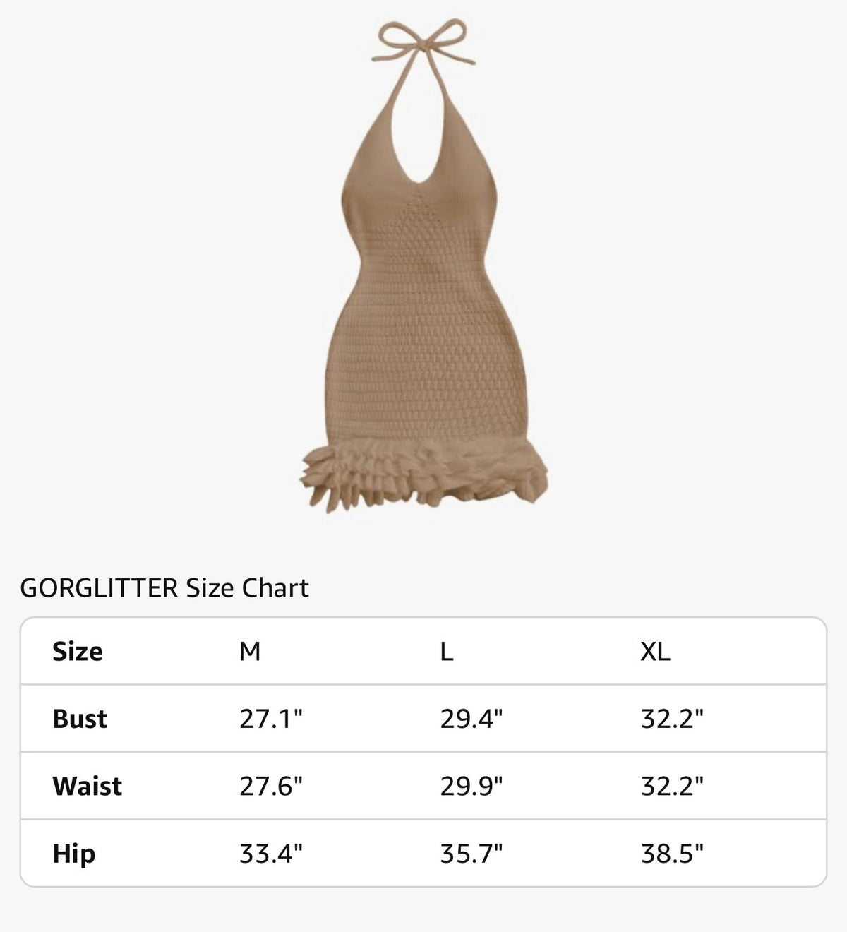 Crochet Halter Mini Dress Brown