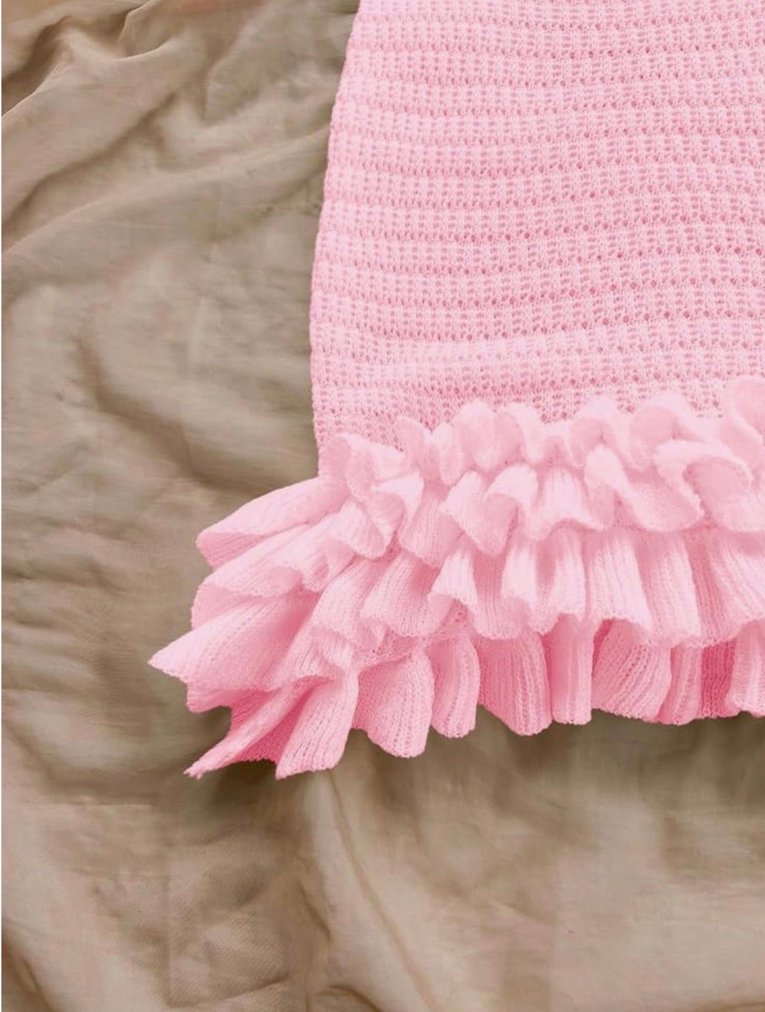 Crochet Halter Mini Dress Pink