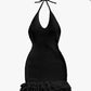 Crochet Halter Mini Dress Black