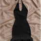 Crochet Halter Mini Dress Black