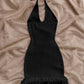Crochet Halter Mini Dress Black